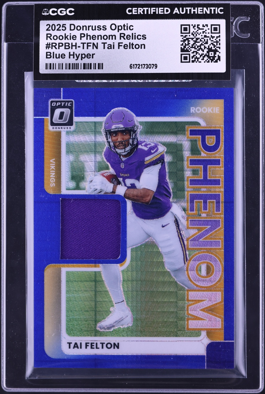 2025 Donruss Optic Phenom Blue Hyper Tai Felton ROOKIE PATCH #RPBH-TFN CGC AUTH