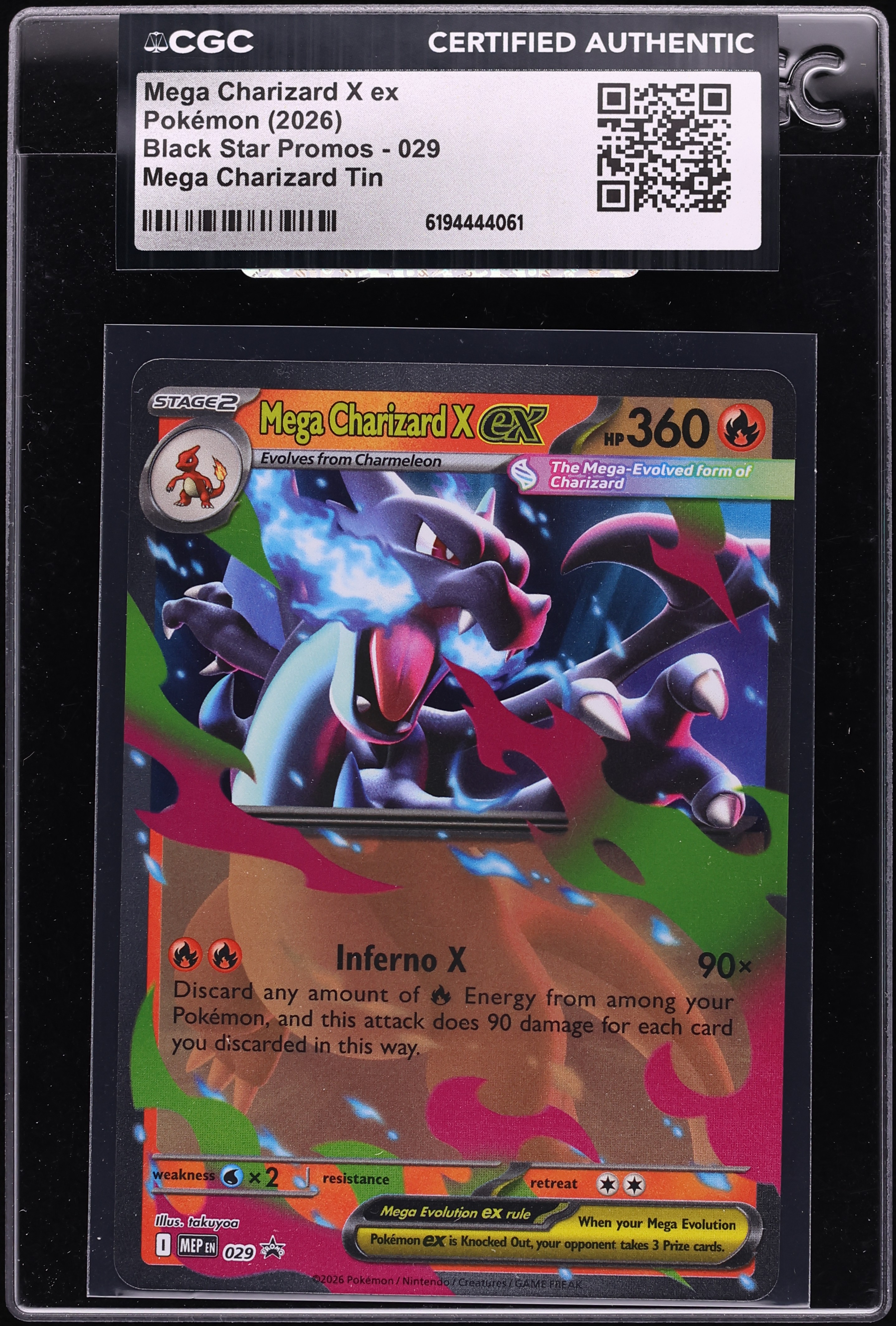 2026 Pokemon Mega Evolution Promo Tin Mega Charizard X Ex #29 CGC AUTH