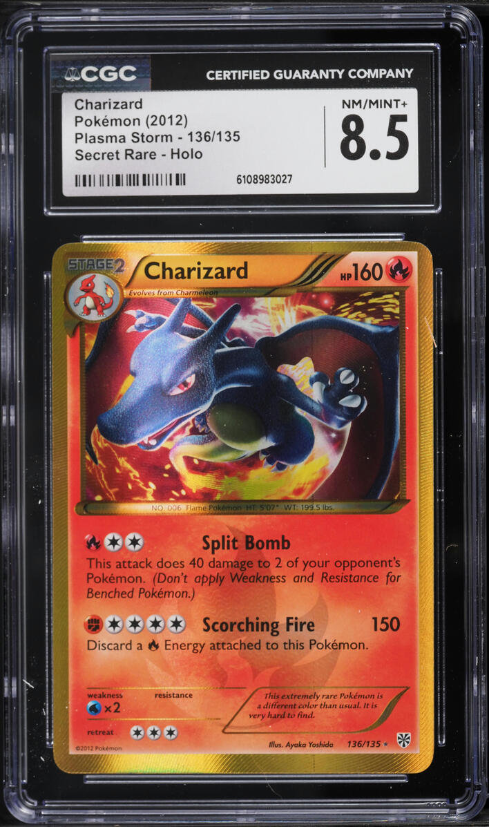 2012 Pokemon Black & White Plasma Storm Holo Charizard #136 CGC 8.5 NM-MT+