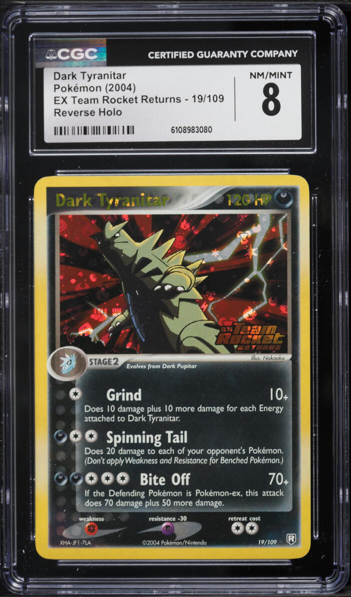 2004 Pokemon EX Team Rocket Returns Reverse Holo Dark Tyranitar #19 CGC 8 NM-MT