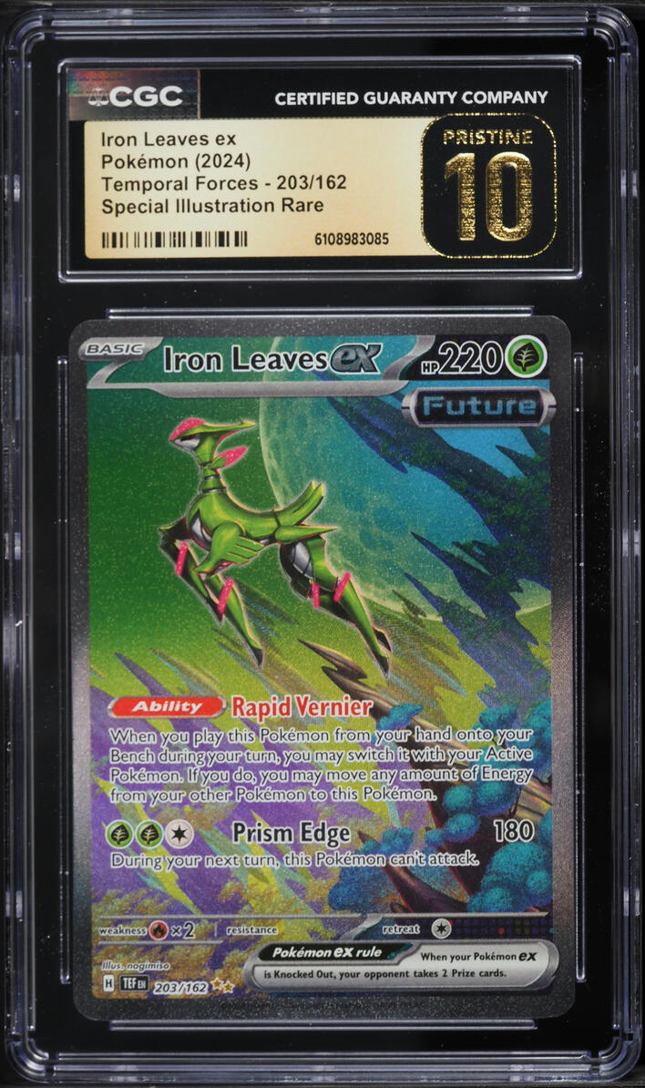 2024 Pokemon Scarlet & Violet Temporal Forces SIR Iron Leaves Ex #203 CGC 10 PRISTINE