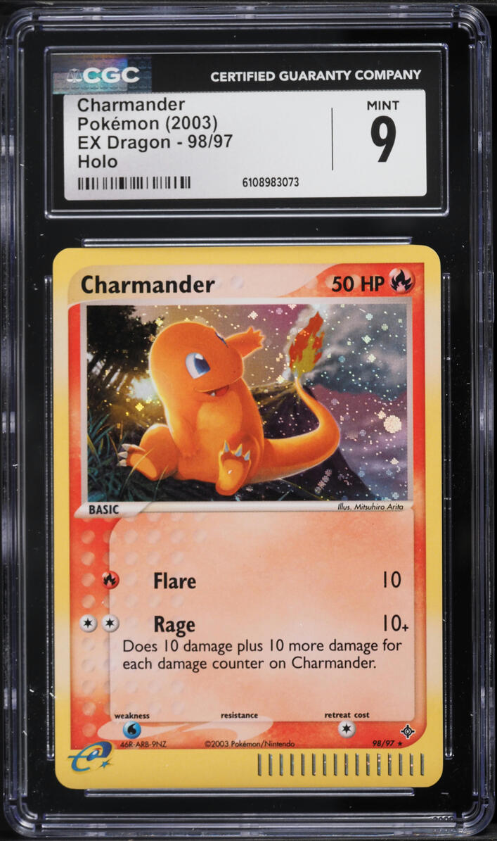 2003 Pokemon EX Dragon Holo Charmander #98 CGC 9 MINT