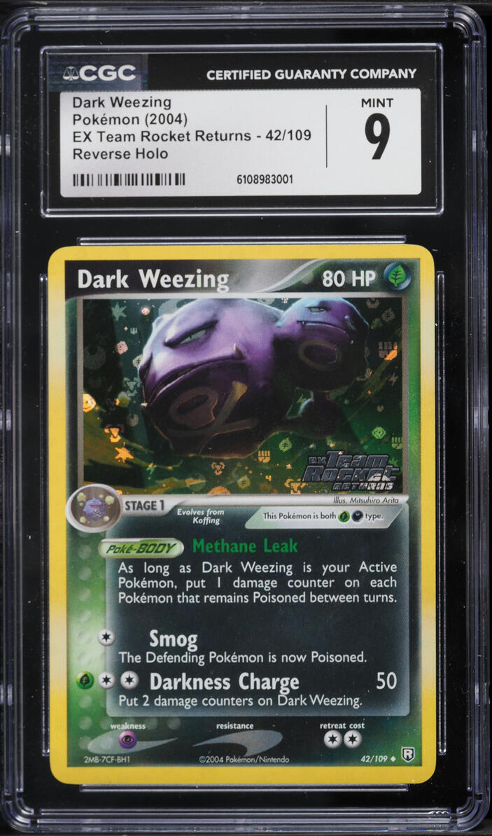 2004 Pokemon EX Team Rocket Returns Reverse Holo Dark Weezing #42 CGC 9 MINT