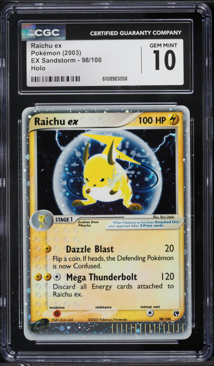 2003 Pokemon EX Sandstorm Holo Raichu ex #98 CGC 10 GEM MINT