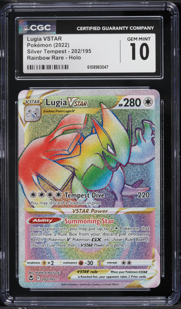 2022 Pokemon Sword & Shield Silver Tempest Rainbow Rare Lugia VSTAR #202 CGC 10 GEM MINT