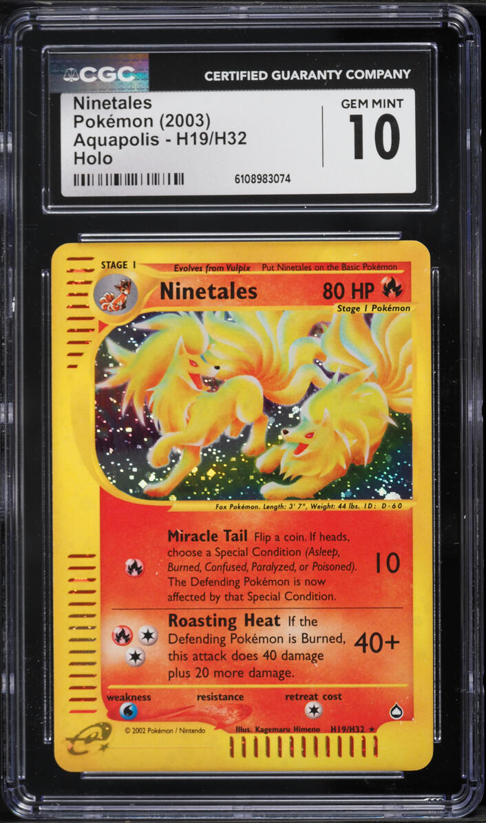 2003 Pokemon Aquapolis Holo Ninetales #H19 CGC 10 GEM MINT