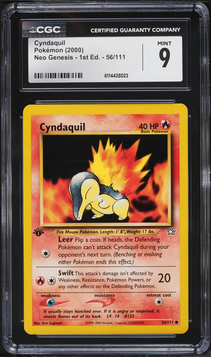 2000 Pokemon Neo Genesis 1st Edition Cyndaquil #56 CGC 9 MINT