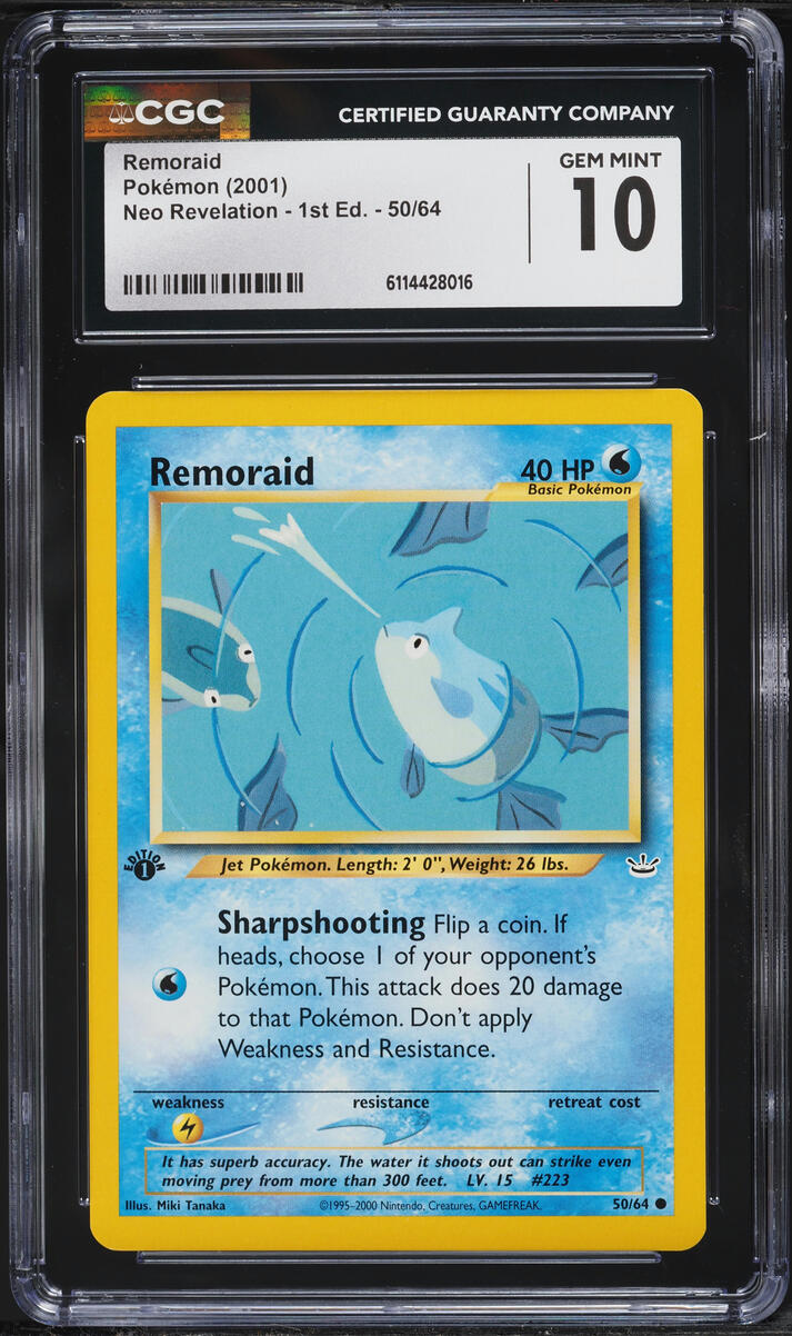 2001 Pokemon Neo Revelation 1st Edition Remoraid #50 CGC 10 GEM MINT
