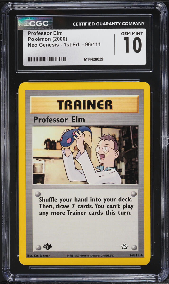 2000 Pokemon Neo Genesis 1st Edition Professor Elm #96 CGC 10 GEM MINT