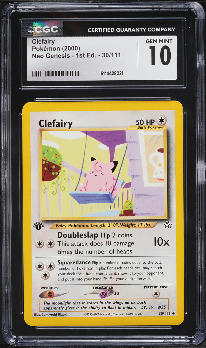 2000 Pokemon Neo Genesis 1st Edition Clefairy #30 CGC 10 GEM MINT
