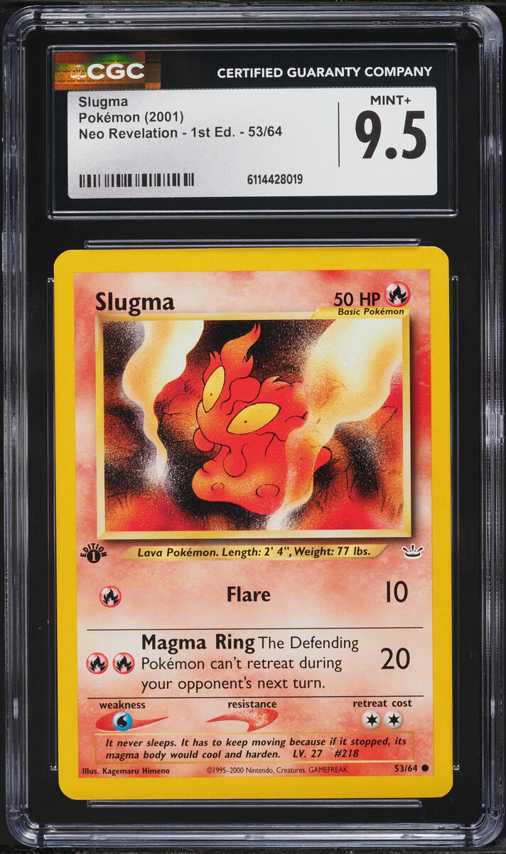 2001 Pokemon Neo Revelation 1st Edition Slugma #53 CGC 9.5 MINT+