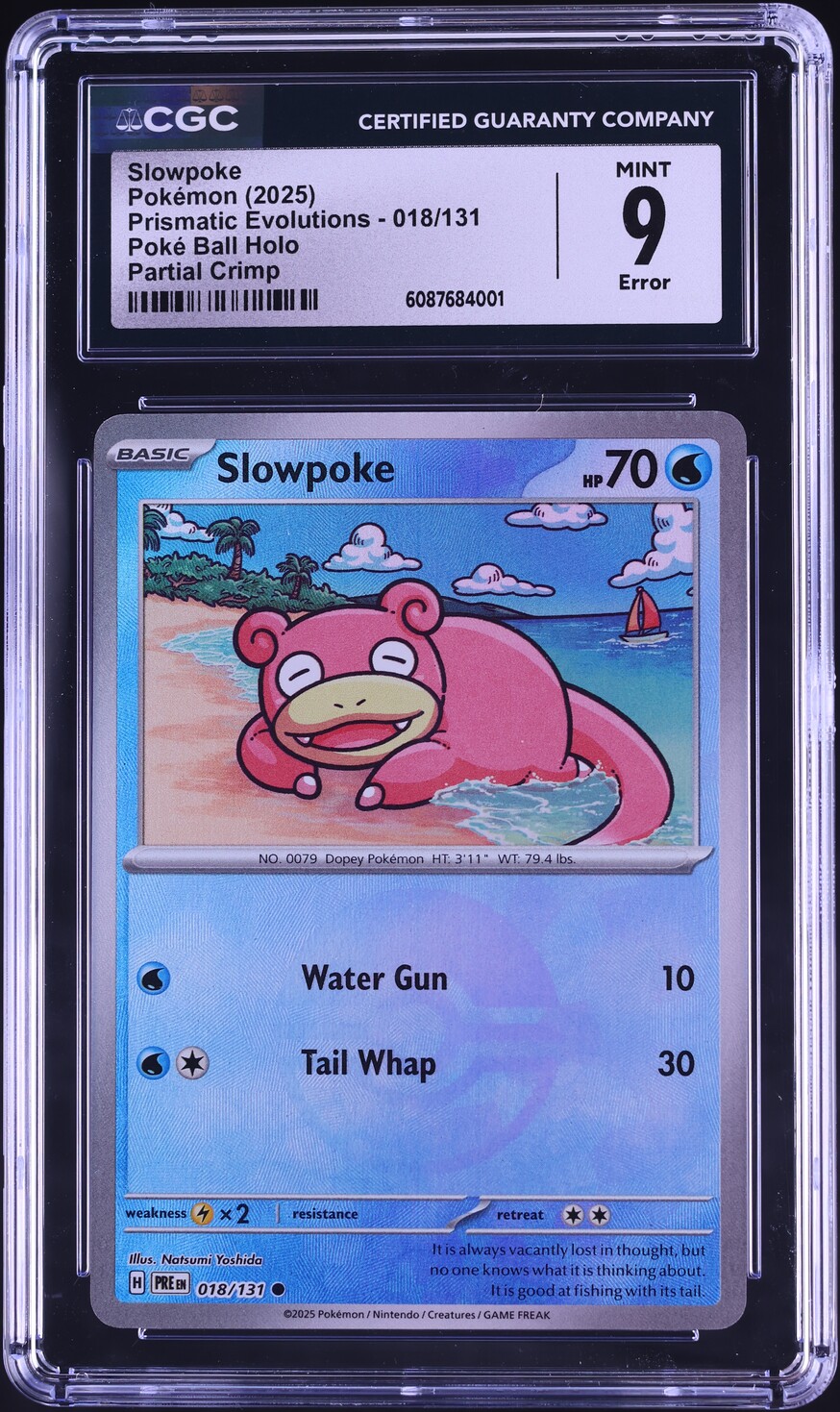 2025 Pokemon Scarlet & Violet Prismatic Evolutions Poke Ball Holo Error Slowpoke #18 CGC 9 MINT