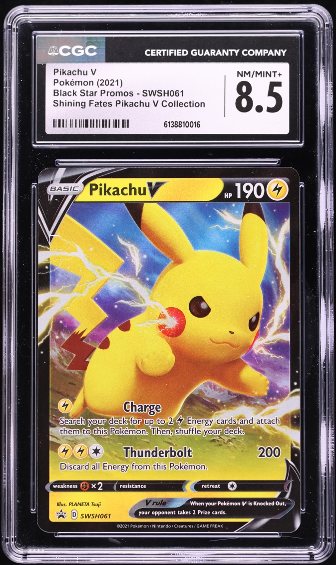 2021 Pokemon Sword & Shield Promo Shining Fates Collection Pikachu V #SWSH061 CGC 8.5 NM-MT+
