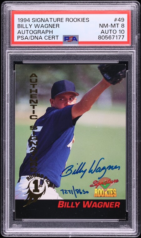1994 Signature Rookies Billy Wagner ROOKIE AUTO DNA 10 /8650 #49 PSA 8 NM-MT