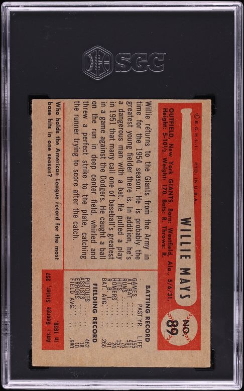 1954 Bowman Willie Mays #89 SGC 5 EX