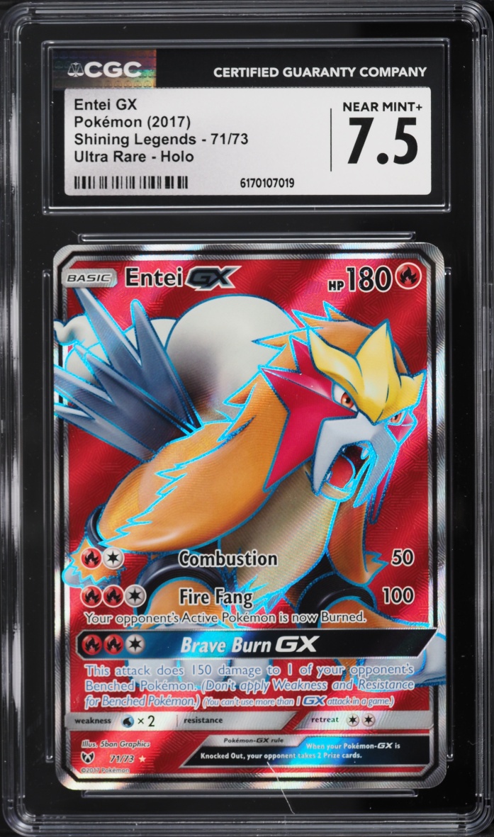 2017 Pokemon Sun & Moon Shining Legends Full Art Entei GX #71 CGC 7.5 NRMT+