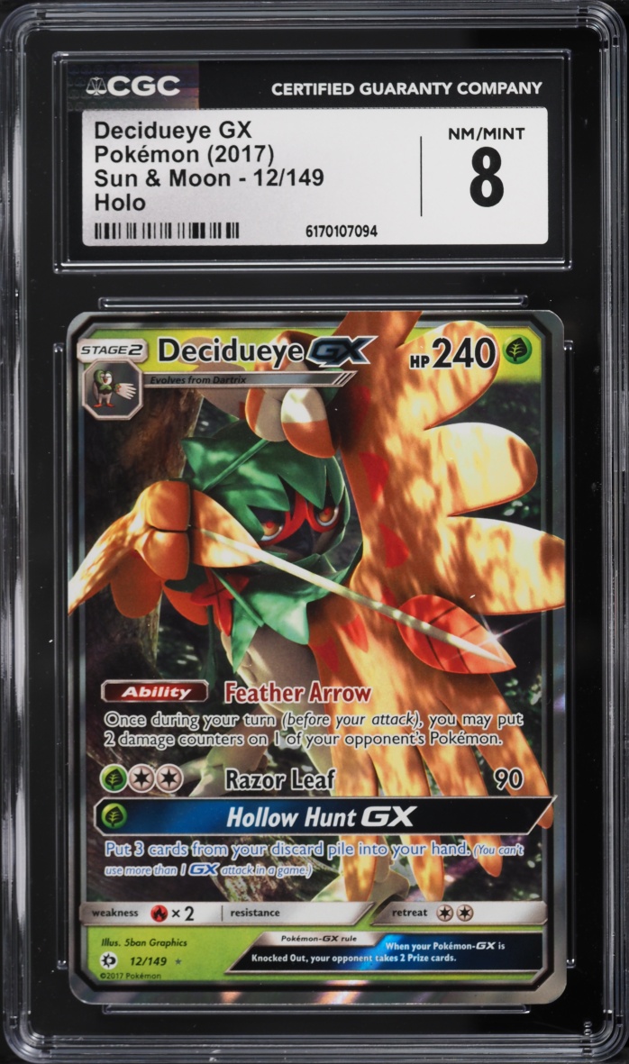 2017 Pokemon Sun & Moon Holo Decidueye GX #12 CGC 8 NM-MT