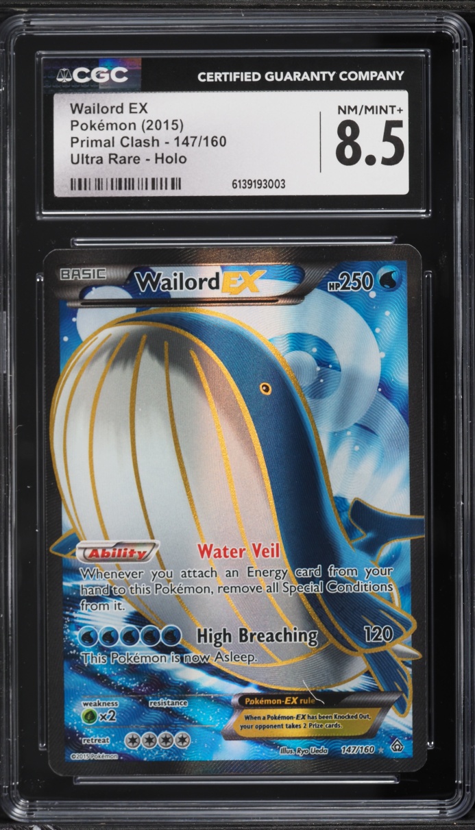 2015 Pokemon XY Primal Clash Full Art Wailord EX #147 CGC 8.5 NM-MT+