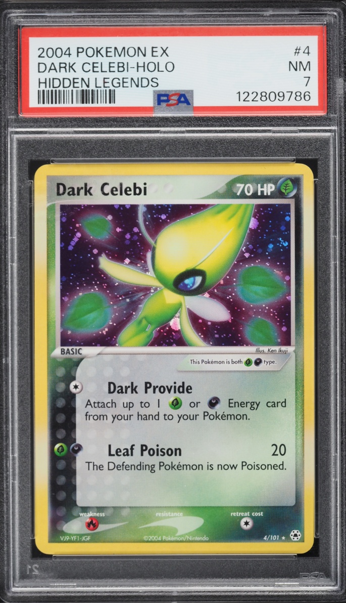 2004 Pokemon EX Hidden Legends Holo Dark Celebi #4 PSA 7 NRMT