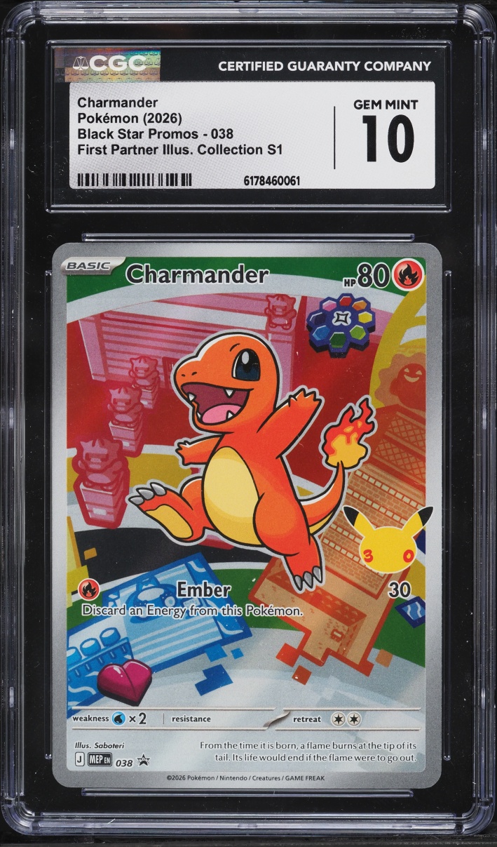 2026 Pokemon Mega Evolution Promo First Partner Illustration Full Art Charmander #38 CGC 10 Gem