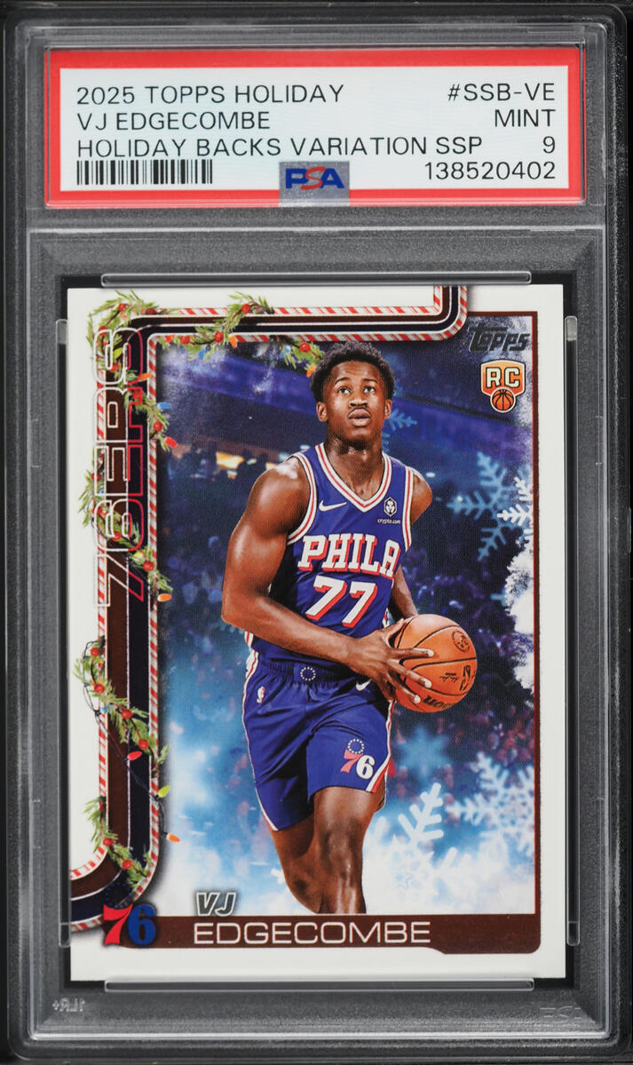 2025 Topps Holiday Backs Variation SSP VJ Edgecombe ROOKIE #SSB-VE PSA 9 MINT