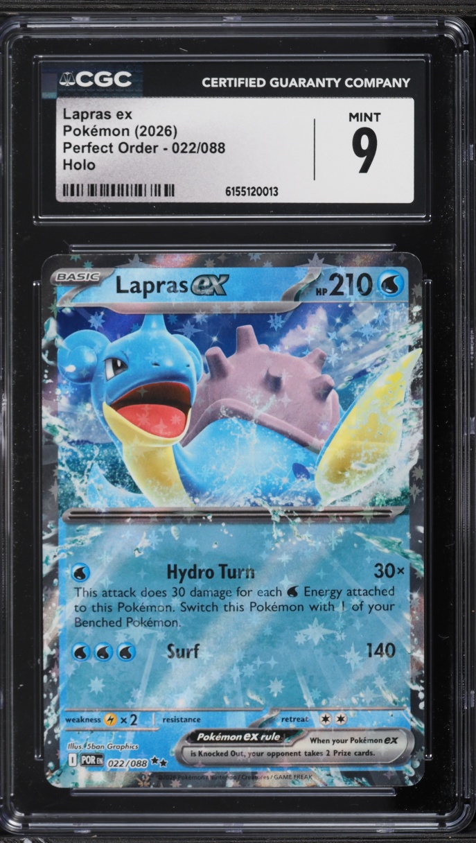 2026 Pokemon Mega Evolution Perfect Order Holo Lapras ex #022 CGC 9 MINT