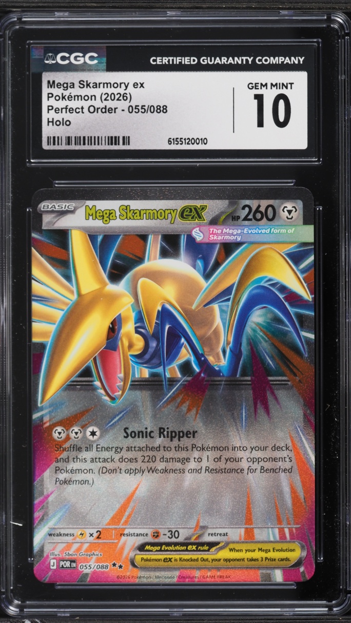 2026 Pokemon Mega Evolution Perfect Order Holo Mega Skarmory ex #055 CGC 10 GEM MINT