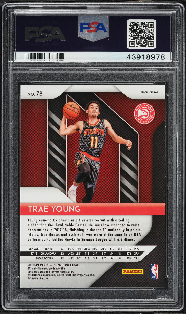 2018 Panini Prizm Pink Ice Trae Young ROOKIE #78 PSA 10 GEM MINT