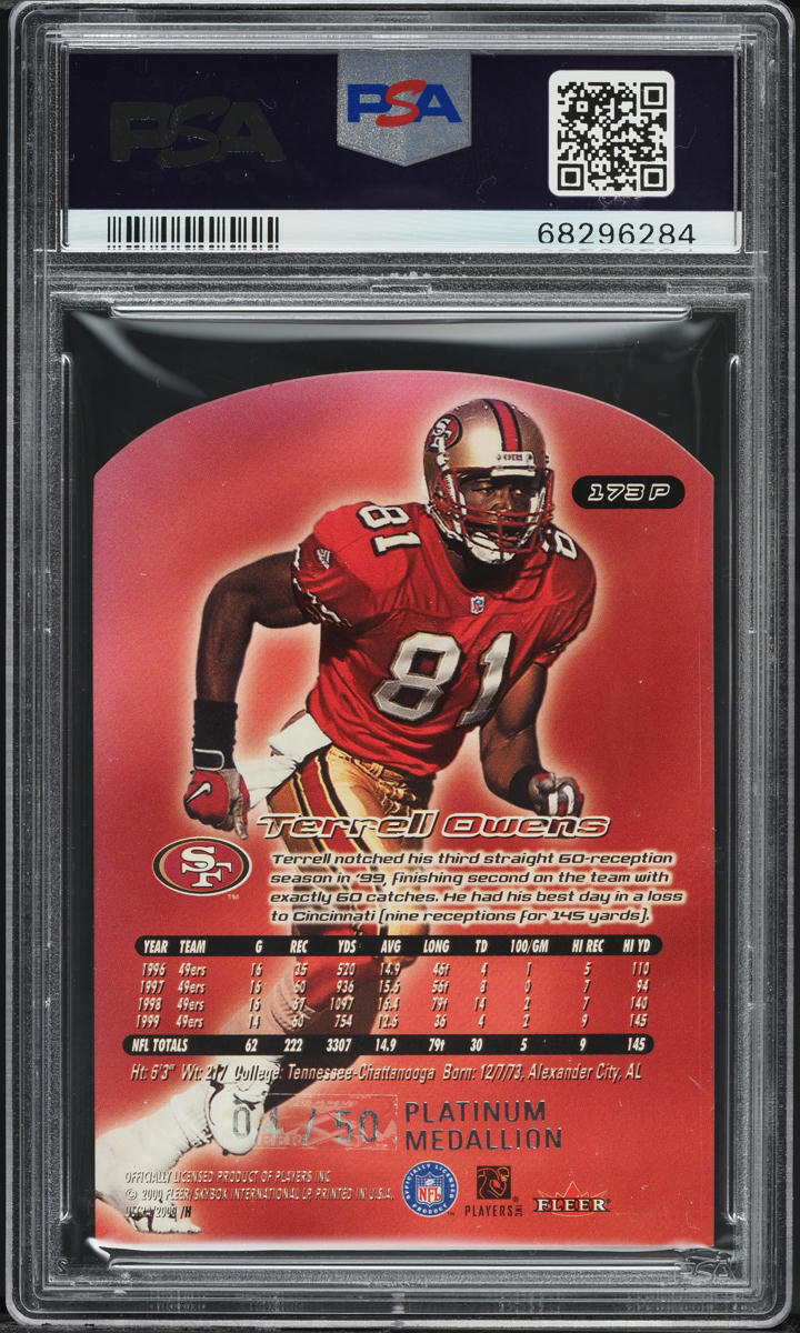 2000 Ultra Platinum Medallion Die-Cut Terrell Owens /50 #173P PSA 8 NM-MT