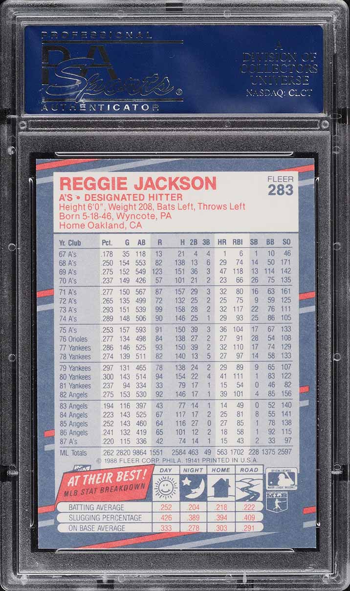 1988 Fleer Glossy Reggie Jackson #283 PSA 10 GEM MINT