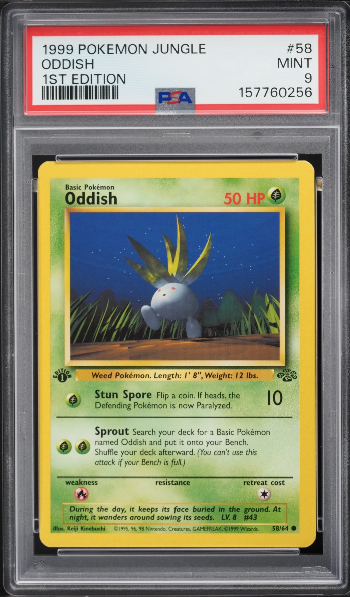 1999 Pokemon Jungle 1st Edition Oddish #58 PSA 9 MINT
