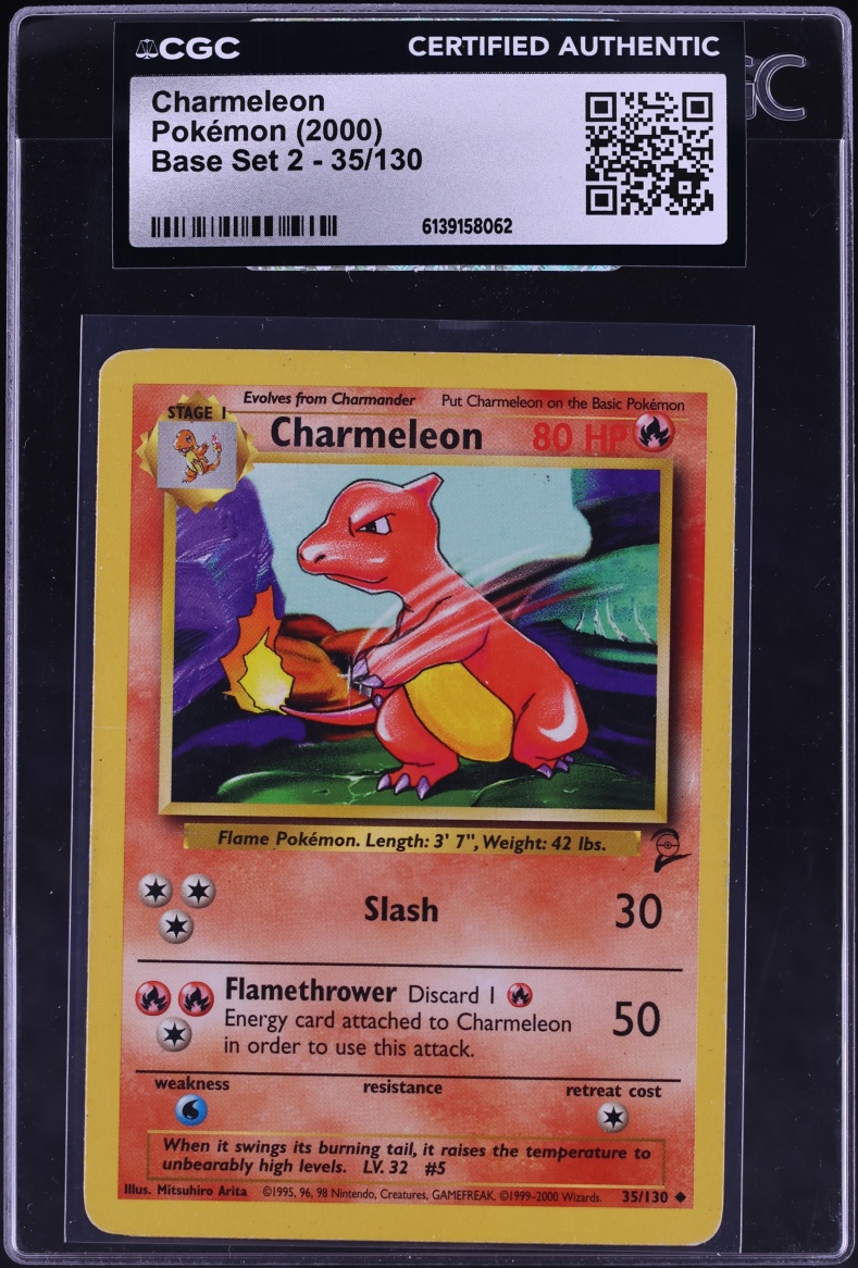 2000 Pokemon Base Set 2 Charmeleon #35 CGC AUTH