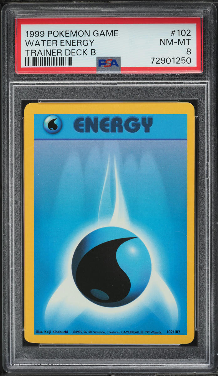 1999 Pokemon Base Set Trainer Deck B Water Energy #102 PSA 8 NM-MT