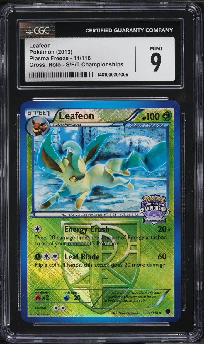 2013 Pokemon BW Plasma Freeze Championship Promo Holo Leafeon #11 CGC 9 MINT