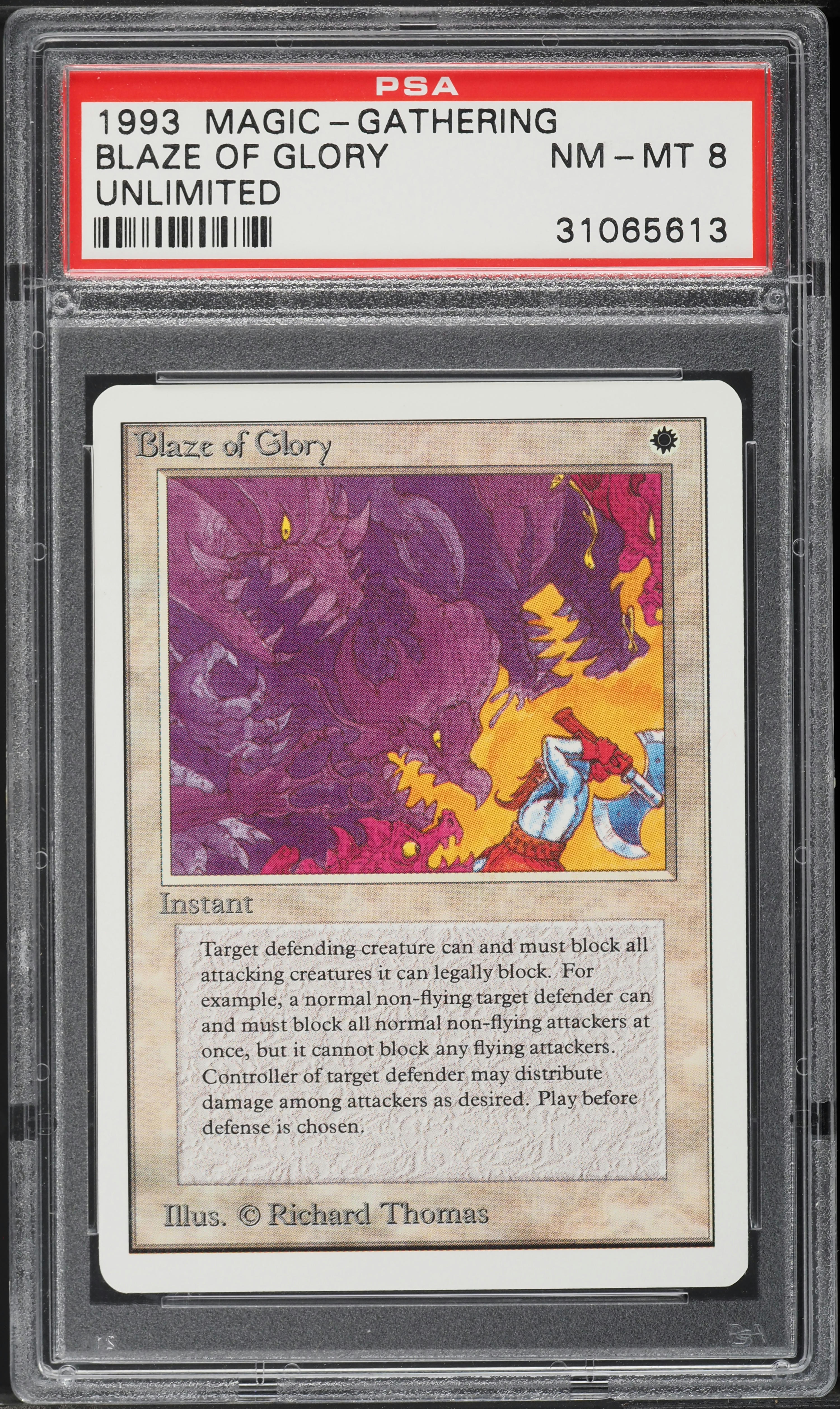 1993 Magic The Gathering MTG Unlimited Blaze Of Glory U A PSA 8 NM-MT