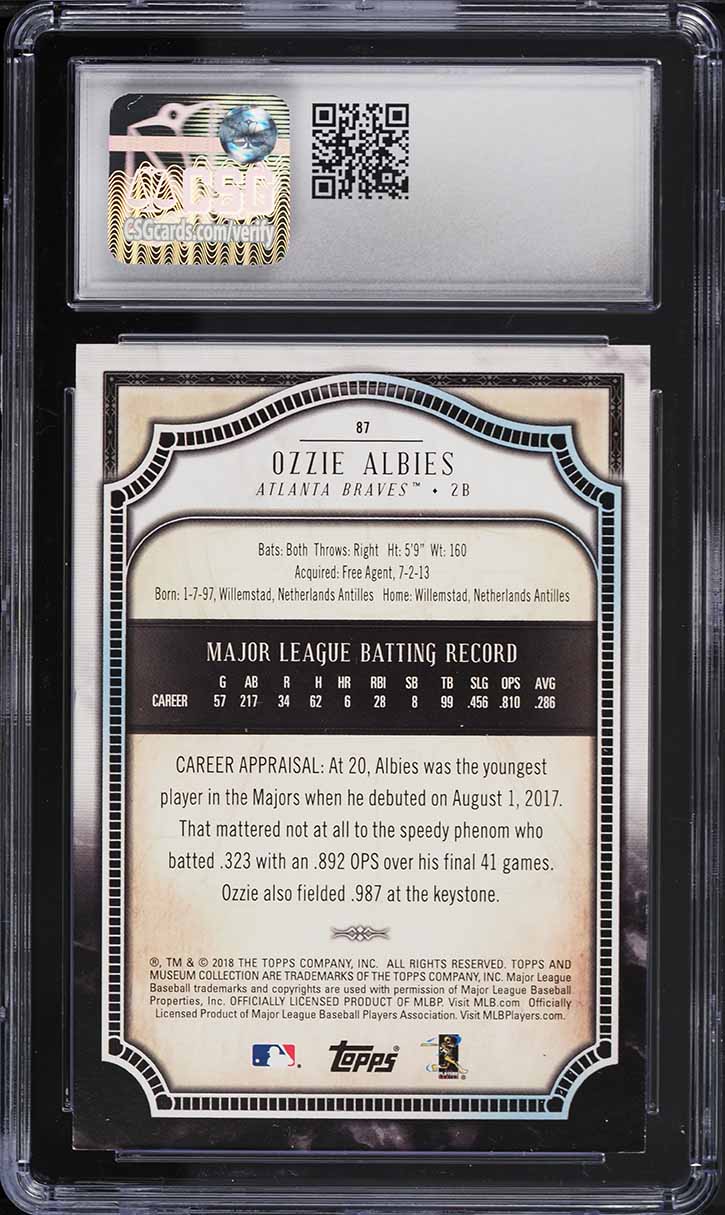 2018 Topps Museum Collection Copper Ozzie Albies ROOKIE #87 CSG 8.5 NM-MT+