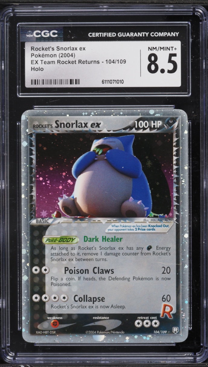 2004 Pokemon EX Team Rocket Returns Holo Rocket's Snorlax EX #104 CGC 8.5 NM-MT+