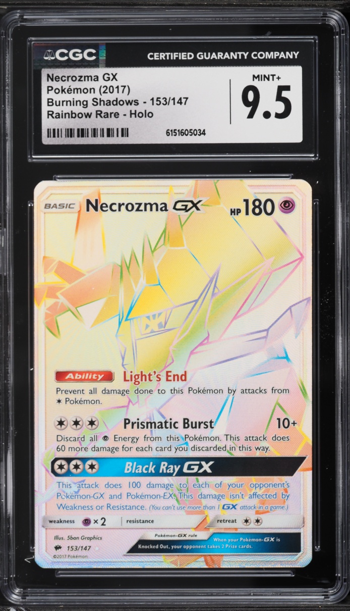 2017 Pokemon Sun & Moon Burning Shadows Rainbow Rare Necrozma GX #153 CGC 9.5 MINT+