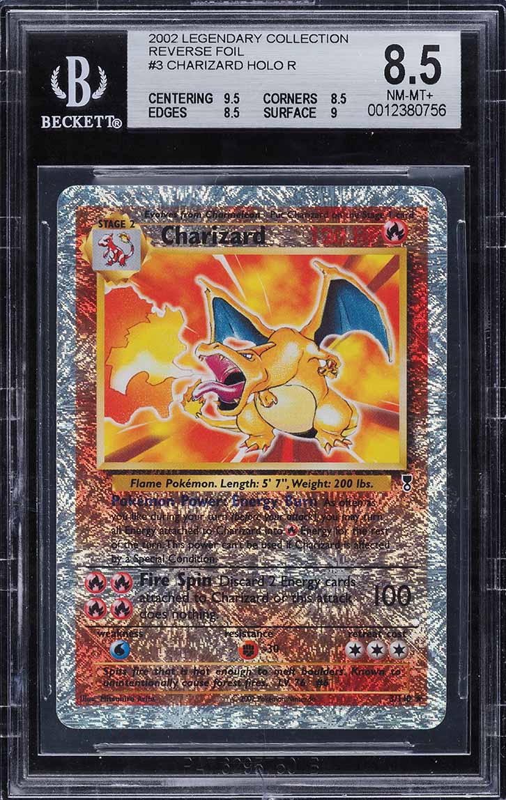 2002 Pokemon Legendary Collection Reverse Holo Charizard #3 BGS 8.5 NM-MT+