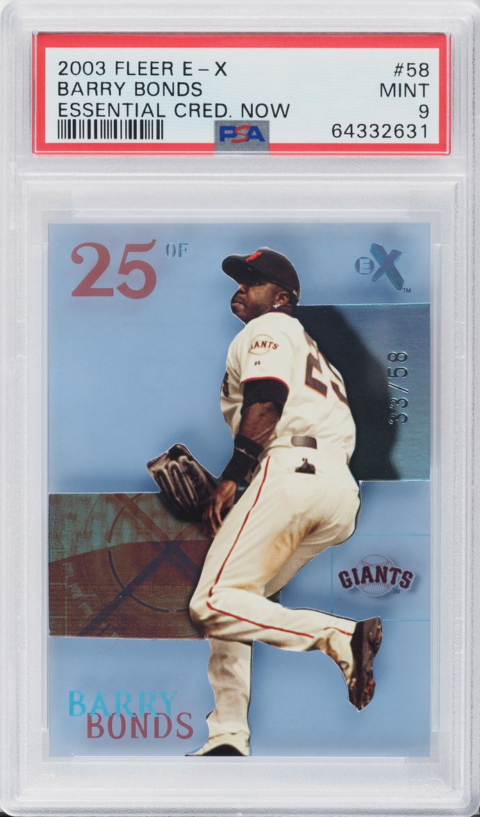 2003 Fleer E-X Essential Credentials Now Barry Bonds /58 #58 PSA 9 MINT - Photo 1