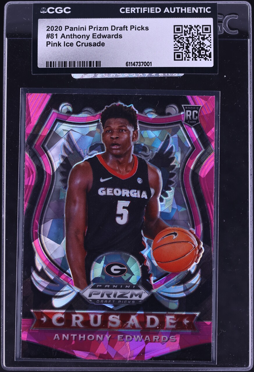 2020 Panini Prizm Draft Picks Pink Ice Crusade Anthony Edwards ROOKIE #81 CGC AUTH