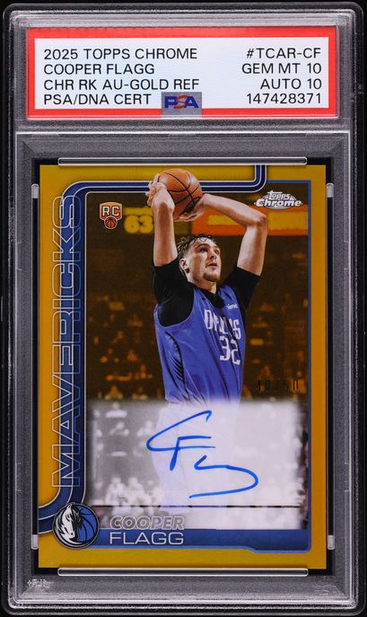 2025 Topps Chrome Gold Refractor Cooper Flagg ROOKIE AUTO DNA 10 /50 #TCAR-CF PSA 10 GEM MINT