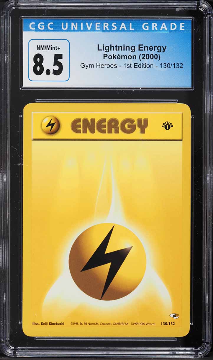 2000 Pokemon Gym Heroes 1st Edition Lightning Energy #130 CGC 8.5 NM-MT+