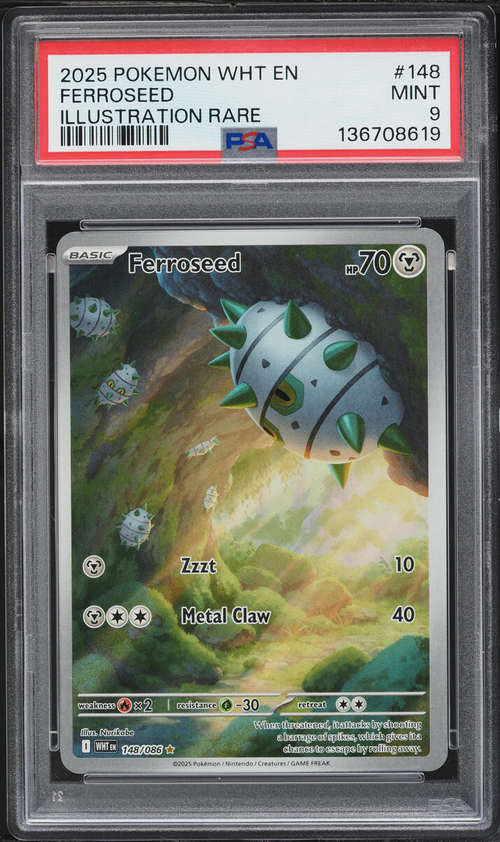 2025 Pokemon Scarlet & Violet White Flare IR Ferroseed #148 PSA 9 MINT