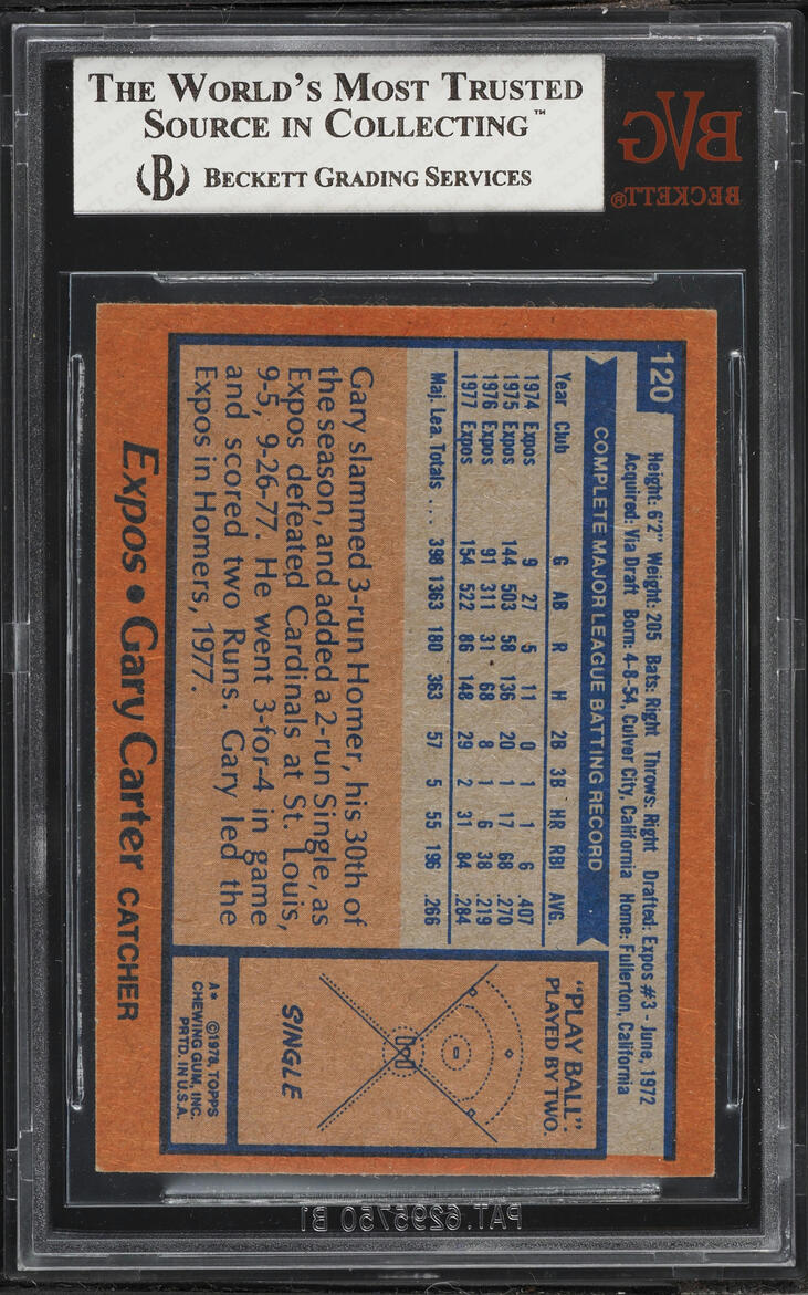 1978 Topps Gary Carter #120 BVG 6 EXMT