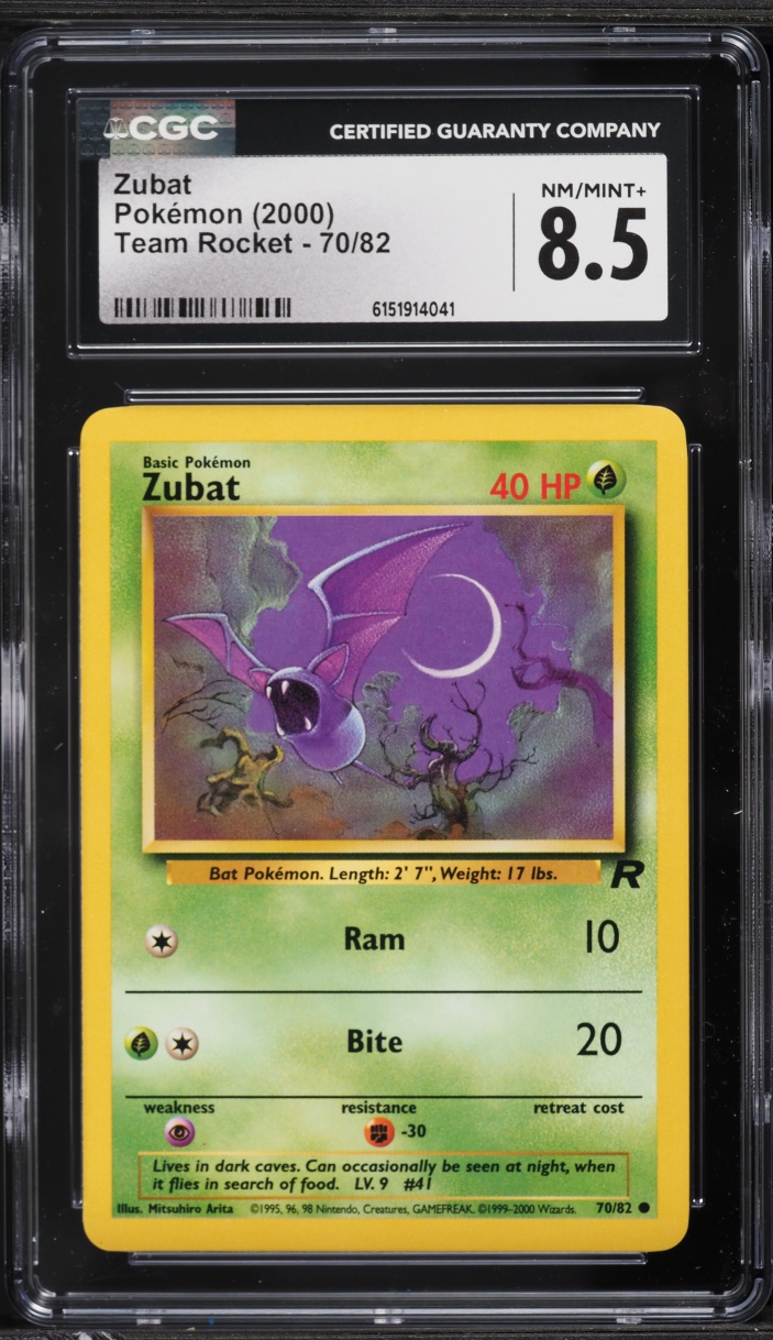 2000 Pokemon Team Rocket Zubat #70 CGC 8.5 NM-MT+