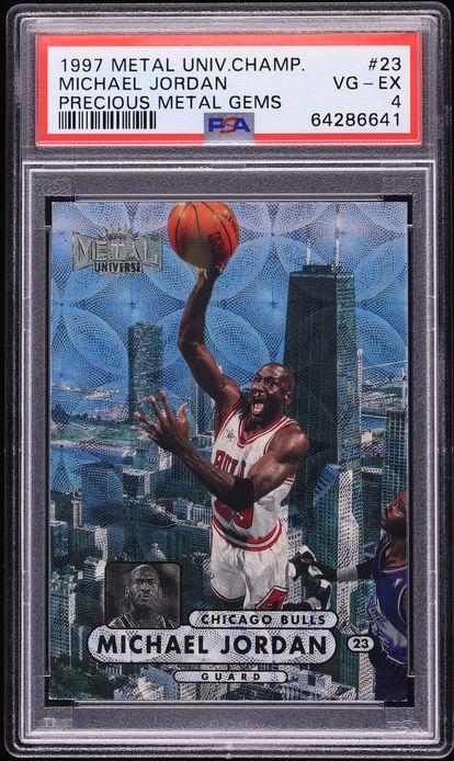1997 Metal Universe Championship Precious Metal Gems PMG Michael Jordan /50 #23 PSA 4 VGEX