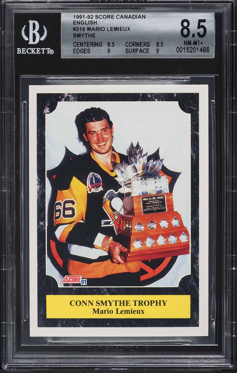 1991 Score Canadian English Mario Lemieux CONN SMYTH #316 BGS 8.5 NM-MT+