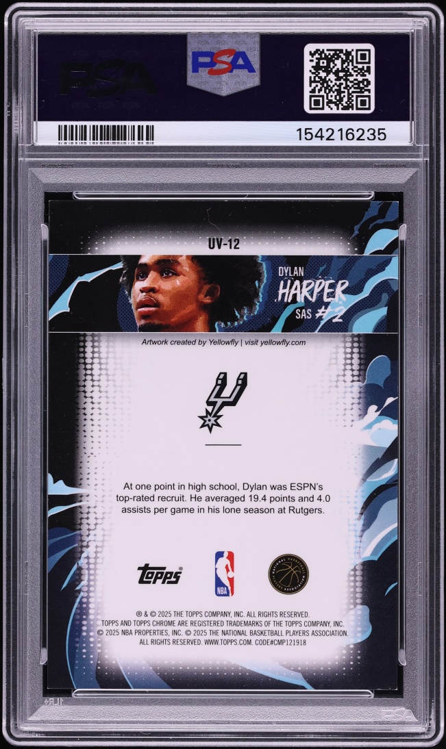 2025 Topps Chrome Ultra Violet Dylan Harper ROOKIE #UV-12 PSA 8 NM-MT