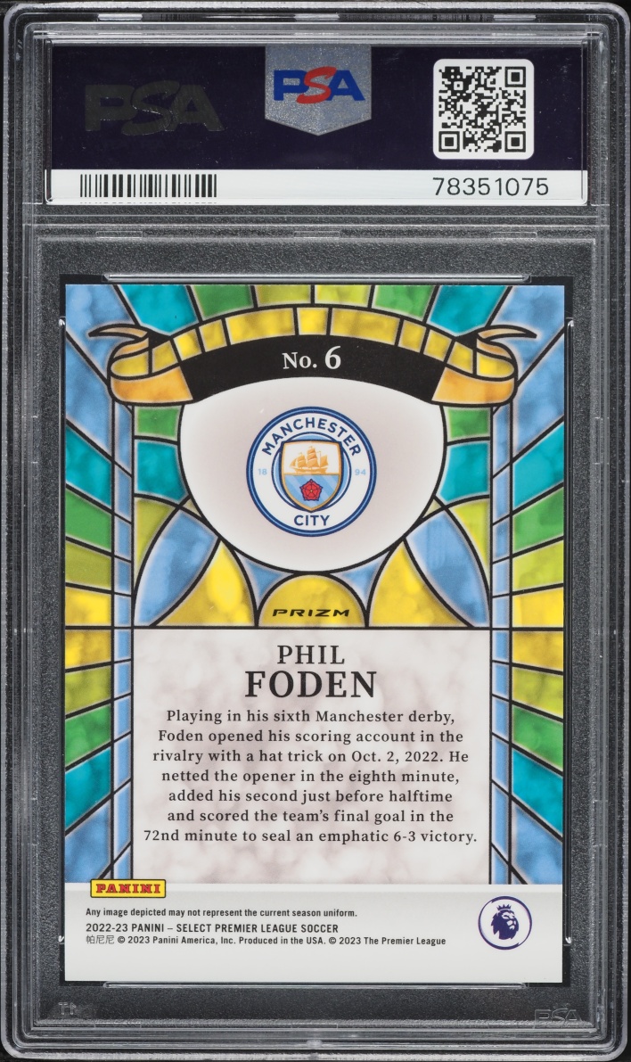 2022 Select Premier League Stained Glass Phil Foden #6 PSA 10 GEM MINT